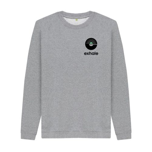 Light Heather Grey sweater with small full logo